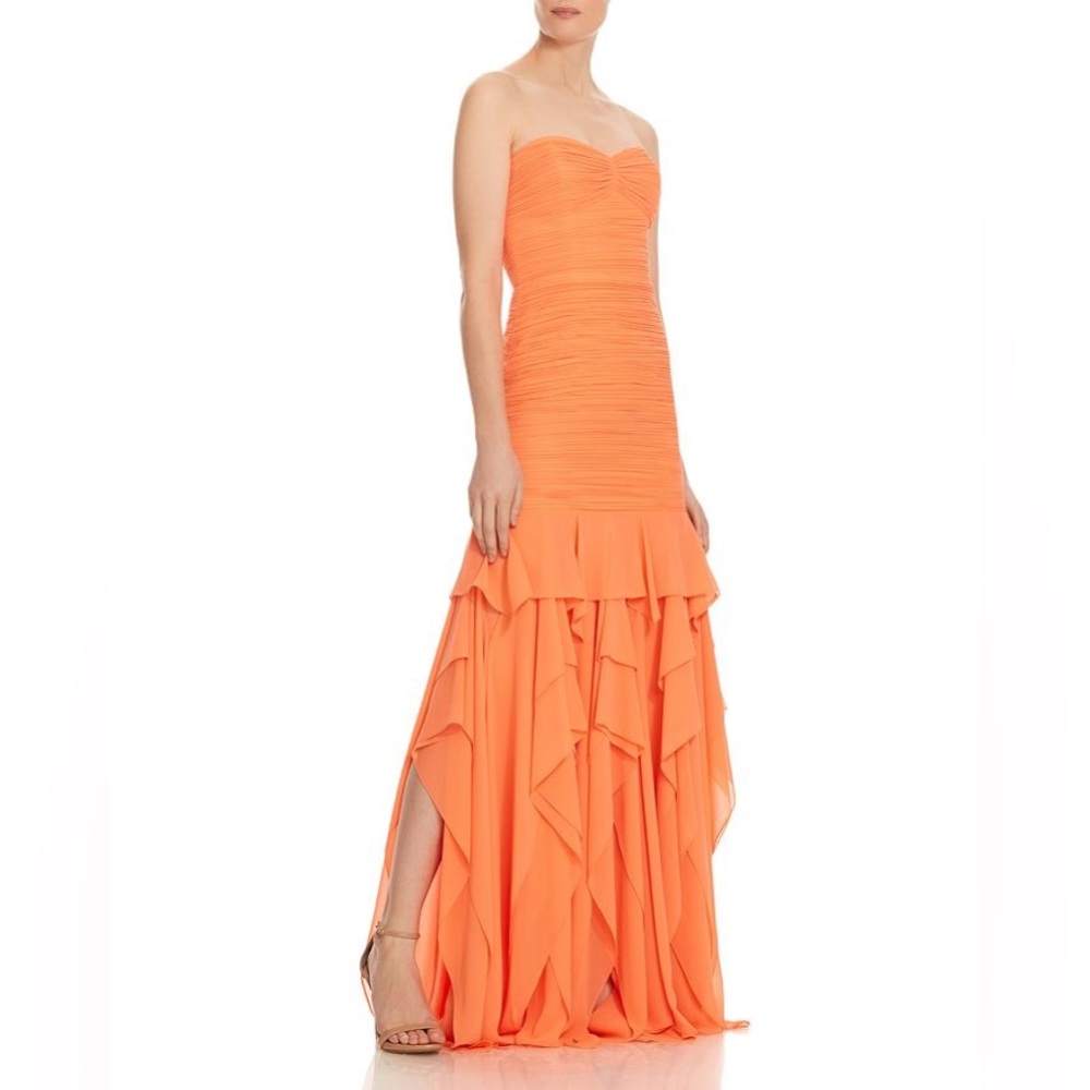 Halston Heritage Strapless Georgette Gown